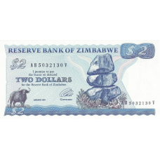 P 1d Zimbabwe - 2 Dollars Year 1994 (Watermark is different from P1c)